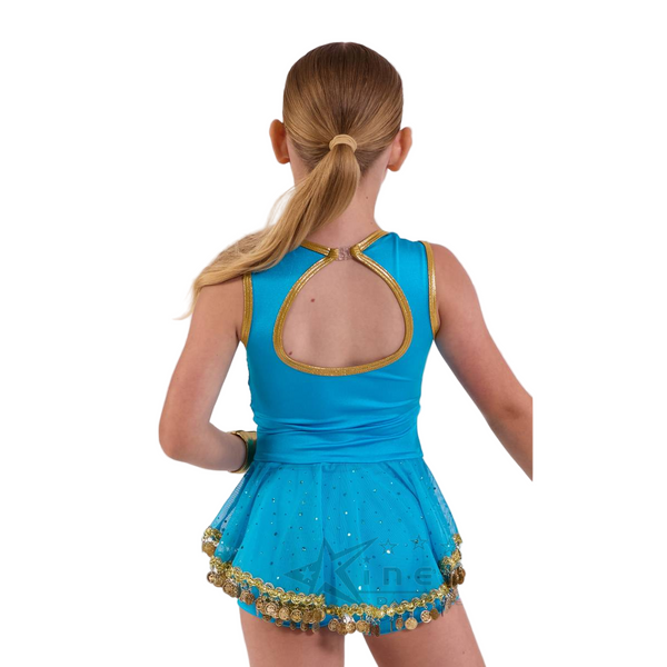 Kinetic 'Bollywood' Shortard with Mesh Skirt & Gold Trim Dance Costume