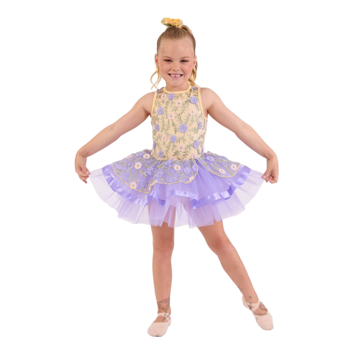 Kinetic Creations 'Lavender Dream' Tutu Dance Dress with Floral Lace Bodice