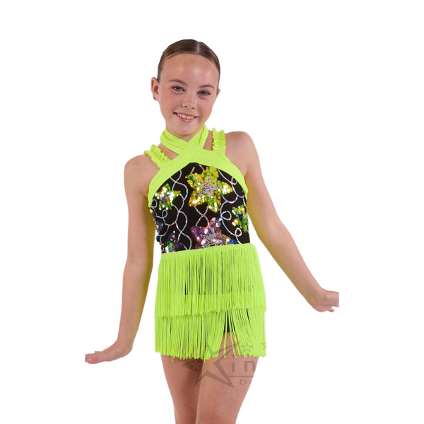 Kinetic Creations 'Starbright' Fringed Shortard with Velvet Sequin Bodice