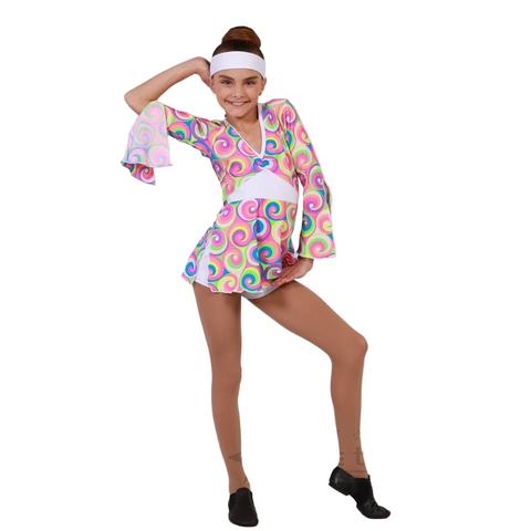 Kinetic Creations 'Feelin Groovy' Paisley Print Flared Sleeve Dance Dress