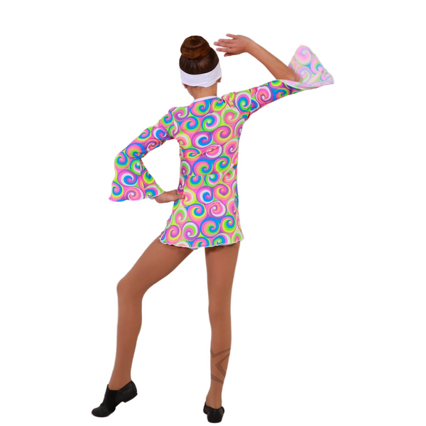Kinetic Creations 'Feelin Groovy' Paisley Print Flared Sleeve Dance Dress