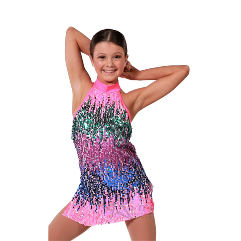 Kinetic Creations 'Fruity Pop' Neon Sequin Dance Dress