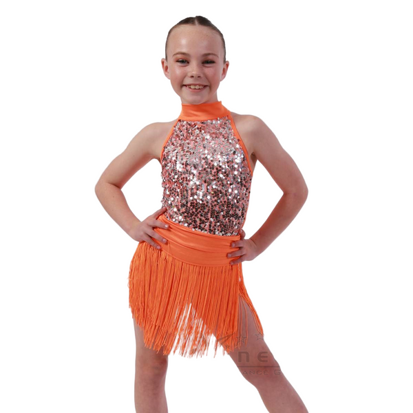 Kinetic 'Proud Mary' Neon Sequin Fringe Dance Dress