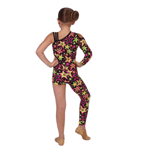Kinetic Creations 'Party' Asymmetric Unitard with Shoulder Cut-Out