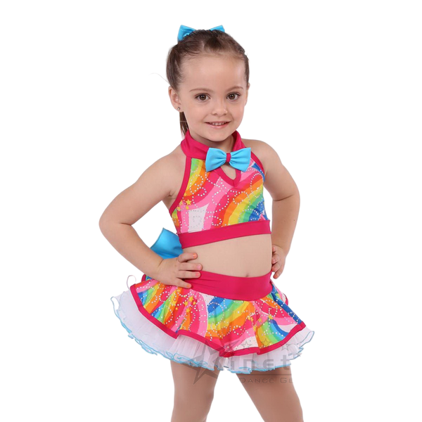 Kinetic 'Catch A Rainbow' Rainbow Foil Spot Crop & Skirt Dance Costume