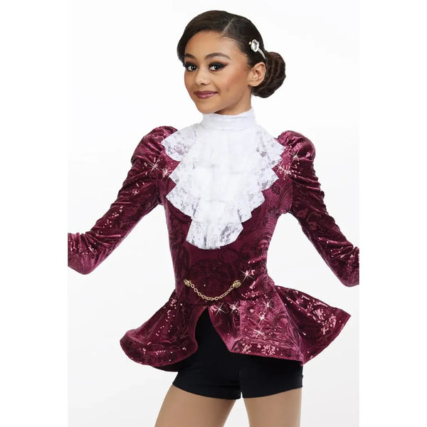 Weissman 'Purple Rain' Sequin Paisley Lace Peplum Dance Costume