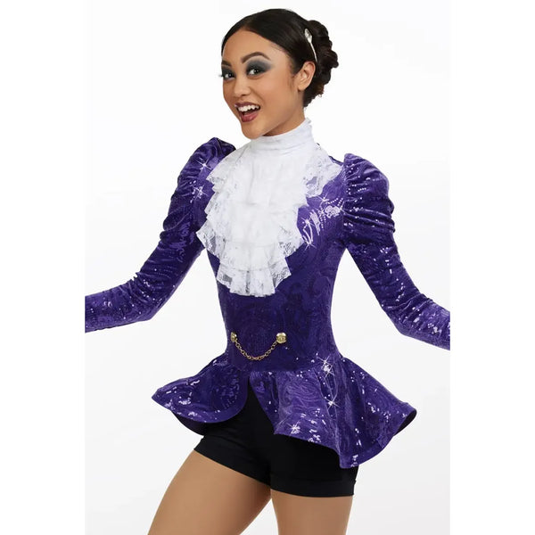 Weissman 'Purple Rain' Sequin Paisley Lace Peplum Dance Costume