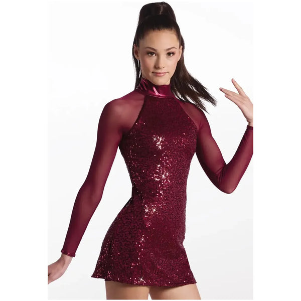 Balera_Sequin_and_Mesh_Shift_Dance_Dress_Black_Cherry
