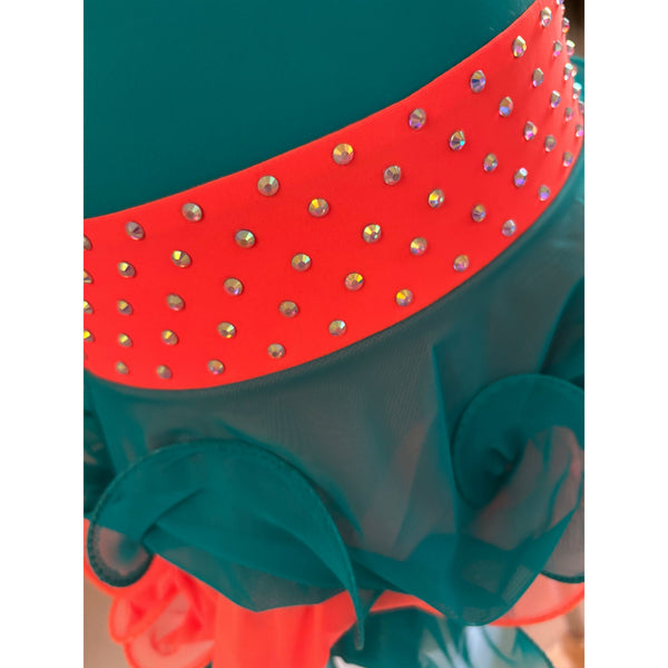 Blackfeather Emerald & Hot Orange Under 10 Stoned Rock n Roll Dance Costume -  belt