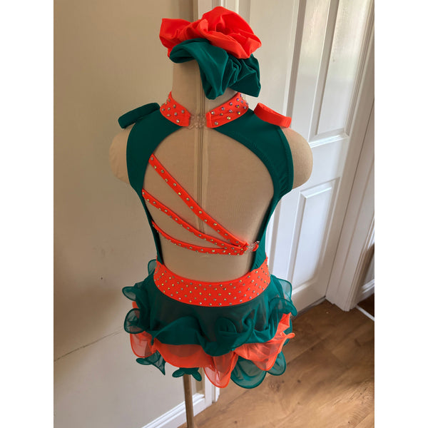 Blackfeather Emerald & Hot Orange Under 10 Stoned Rock n Roll Dance Costume Back