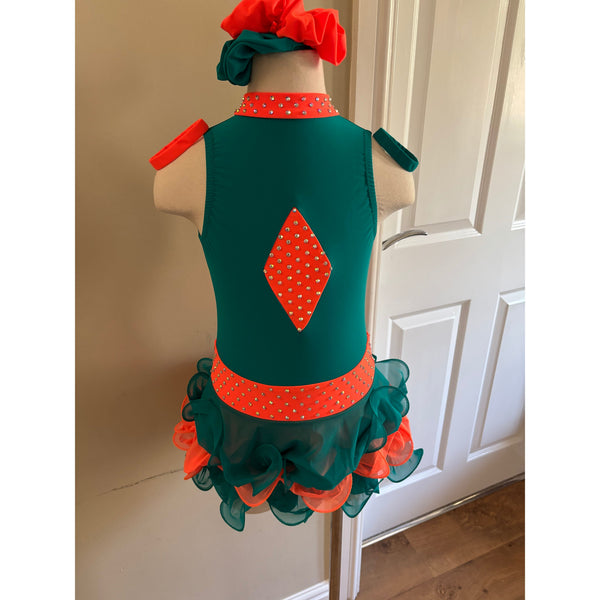 Blackfeather Emerald & Hot Orange Under 10 Stoned Rock n Roll Dance Costume