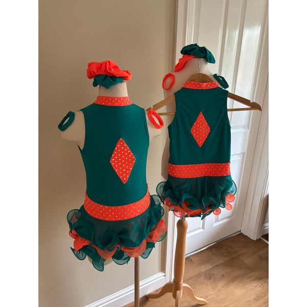 Blackfeather Emerald & Hot Orange Under 10 Stoned Rock n Roll Dance Costumes