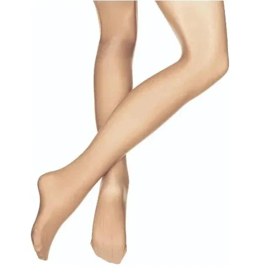 Ultra shimmery footed tights in various colors with plush elastic waistband and nylon-spandex blend fabric