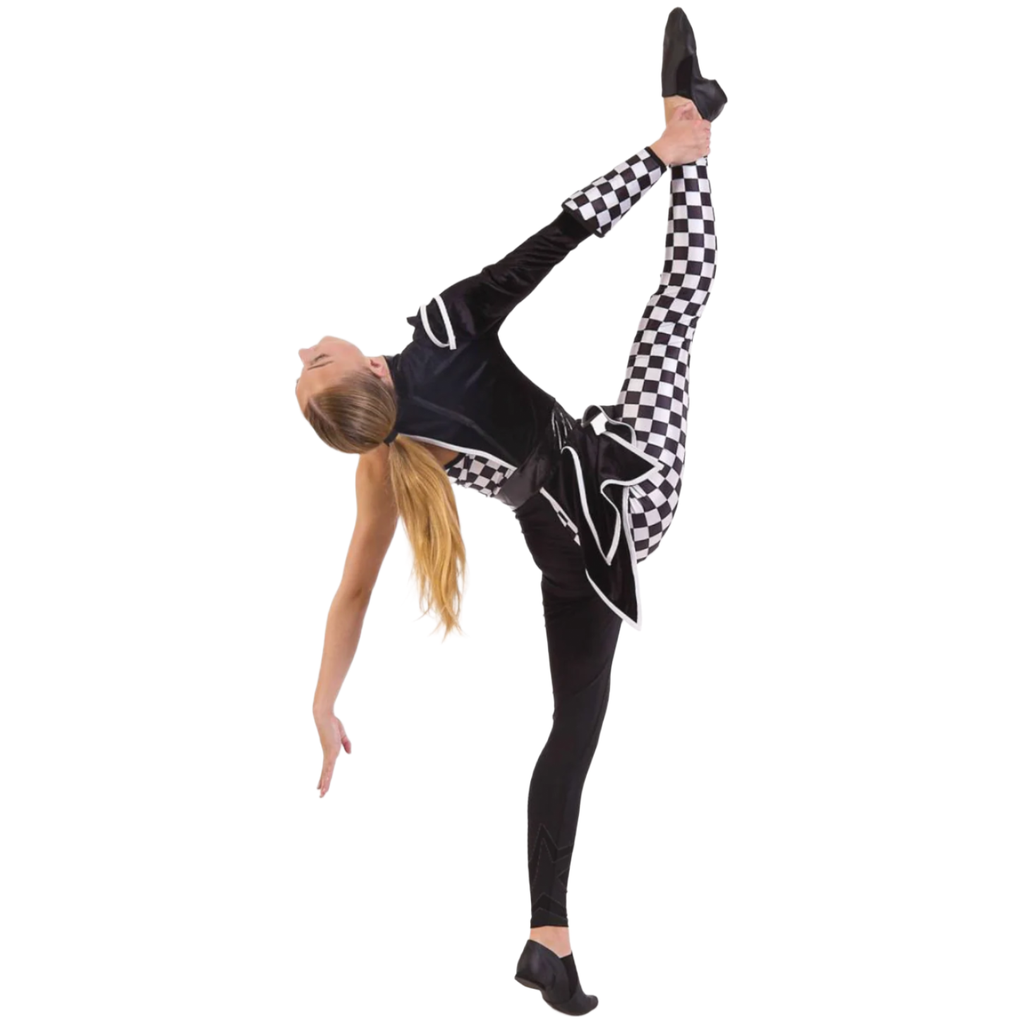 'Checkmate' Black & White Checker Asymmetric Dance Catsuit Unitard ...