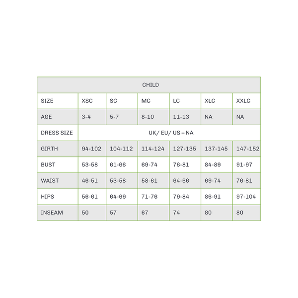 De La Diva Child Size Chart