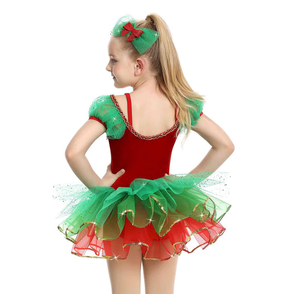 De La Diva ‘Joy and Fun’ Red Velvet Christmas Tutu Dance Costume Back