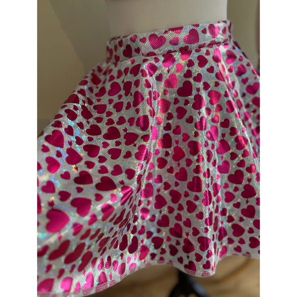 2x BFD 'Heartbeat Holo' Under 10s Pink Heart & Cracked Silver Hologram Rock n Roll Dance Costumes