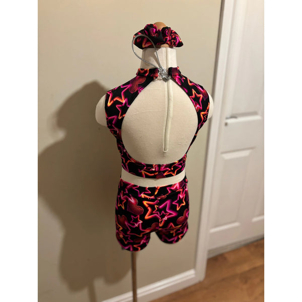 2x BFD 'Neon Love' Neon Hearts & Stars Under 10 Rock n Roll Dance Costumes