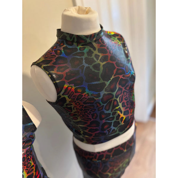 2x BFD 'Jungle Boogie' Multicolour Hologram Animal Print Under 12/14 Rock n Roll Dance Costumes