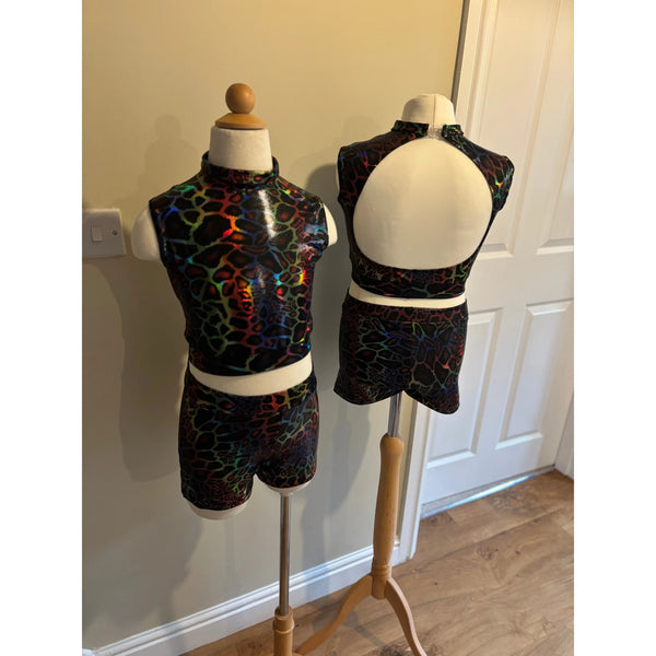2x BFD 'Jungle Boogie' Multicolour Hologram Animal Print Under 12/14 Rock n Roll Dance Costumes