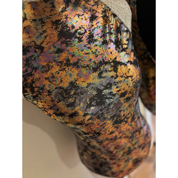 2x BFD 'Bronze Slik' Metallic Oil Slick Adult Small Rock n Roll Dance Costumes