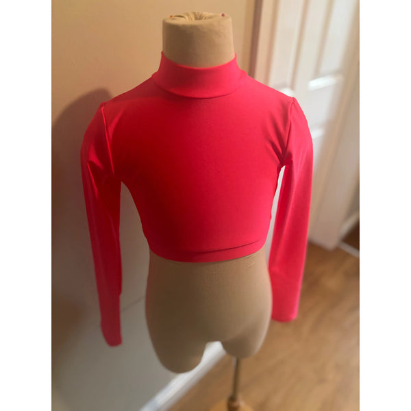 Blackfeather Long Sleeve Keyhole Back Lined Dance Crop Top