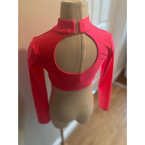 Blackfeather Long Sleeve Keyhole Back Lined Dance Crop Top