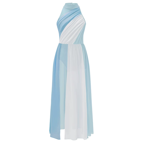 Pale Blue and White Sleeveless Lyrical Dance Dress