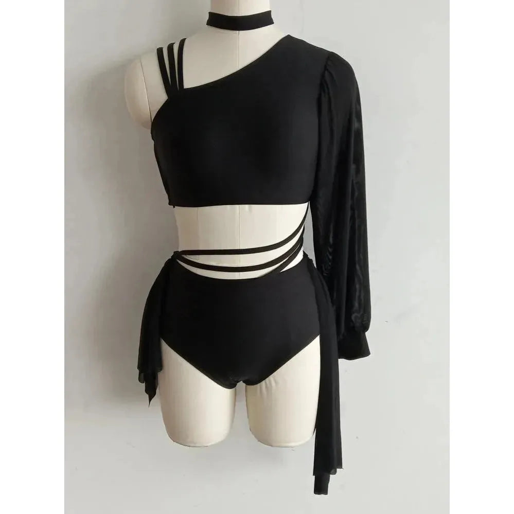 Black lyrical dance costumes clearance