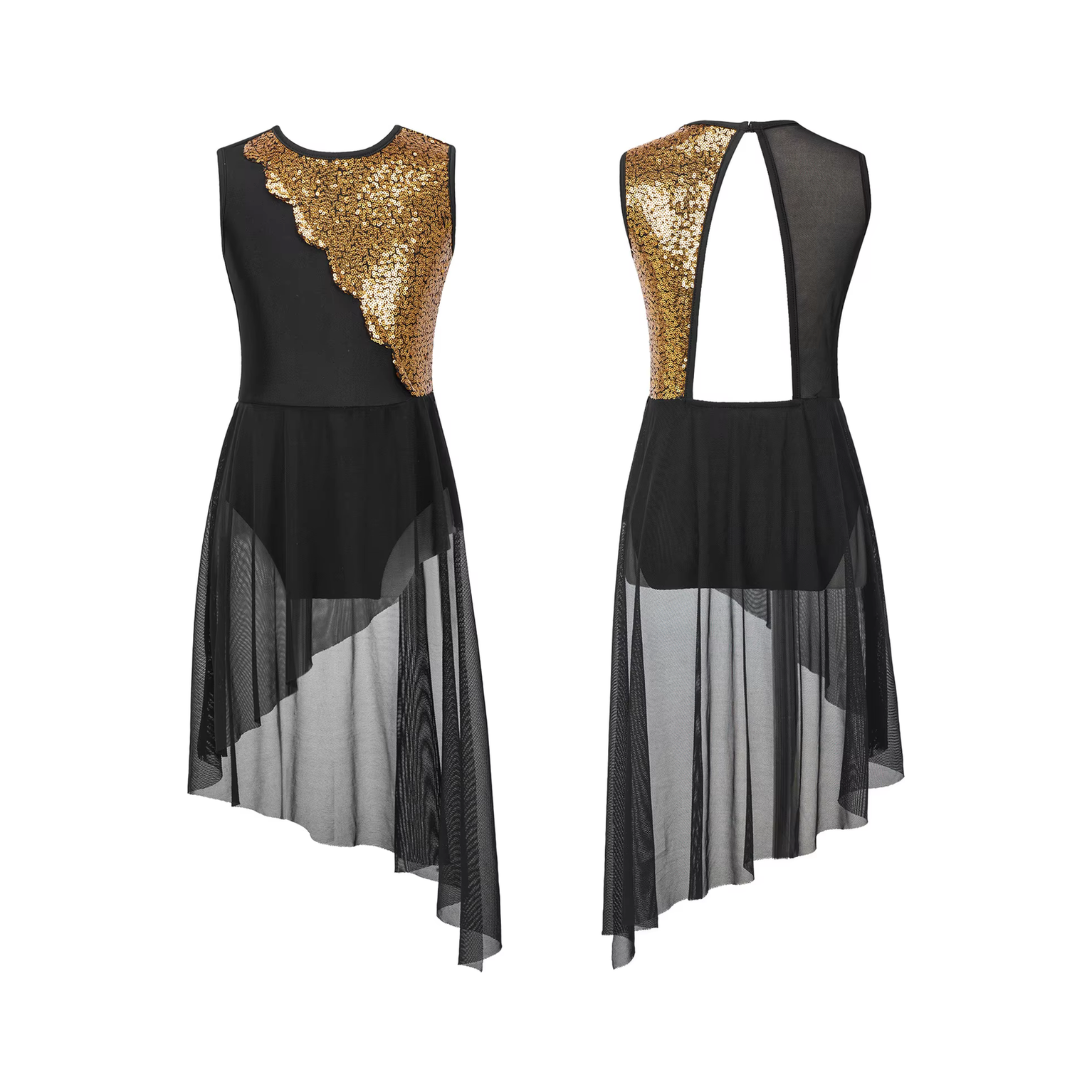 Black & Gold Sequin Lyrical Dress Blackfeather Dancewear Black & Gold Sequin Lyrical Dress Blackfeather Dancewear