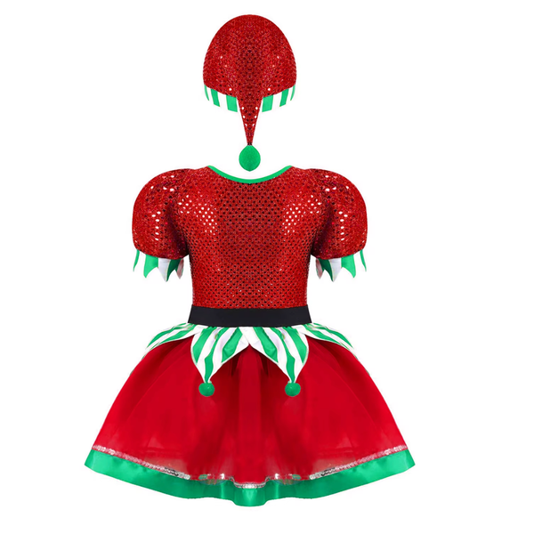Christmas Elf Sequin Skirted Leotard Dance Dress