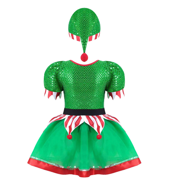 Christmas Elf Sequin Skirted Leotard Dance Dress