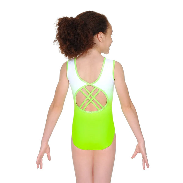 Limited Edition The Zone 'Electra' Sleeveless Neon Green & White Gymnastics Leotard
