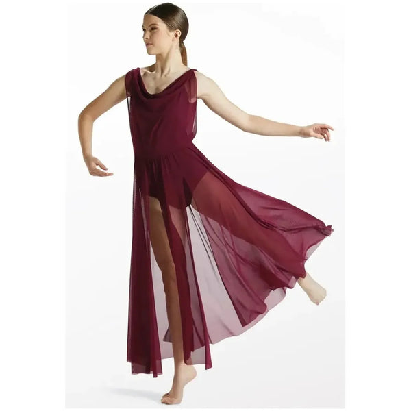 Balera Double Cowl Mesh Maxi Lyrical Dance Dress