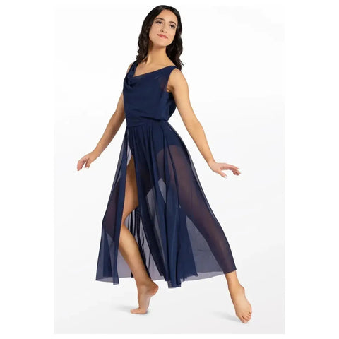 Balera Double Cowl Mesh Maxi Lyrical Dance Dress