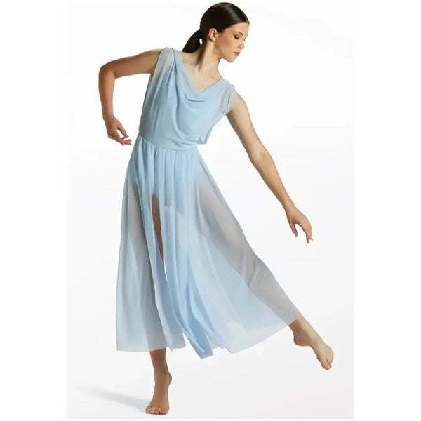 Balera Double Cowl Mesh Maxi Lyrical Dance Dress