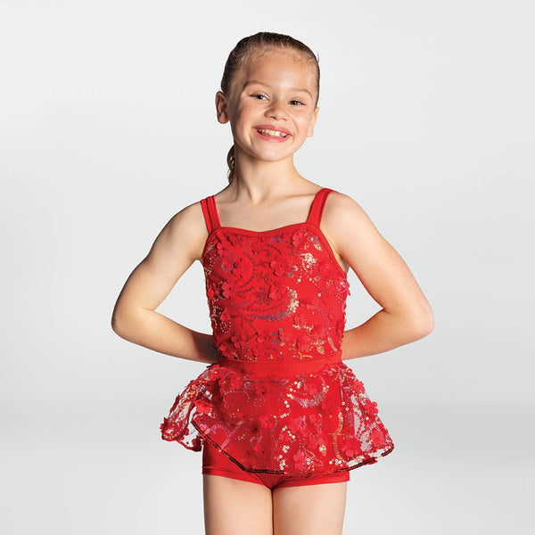 1st Position Lace Bodice and Peplum Biketard Dance Costume