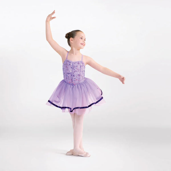 1st Position Lilac Sequinned Panel Ballet Dance Dress