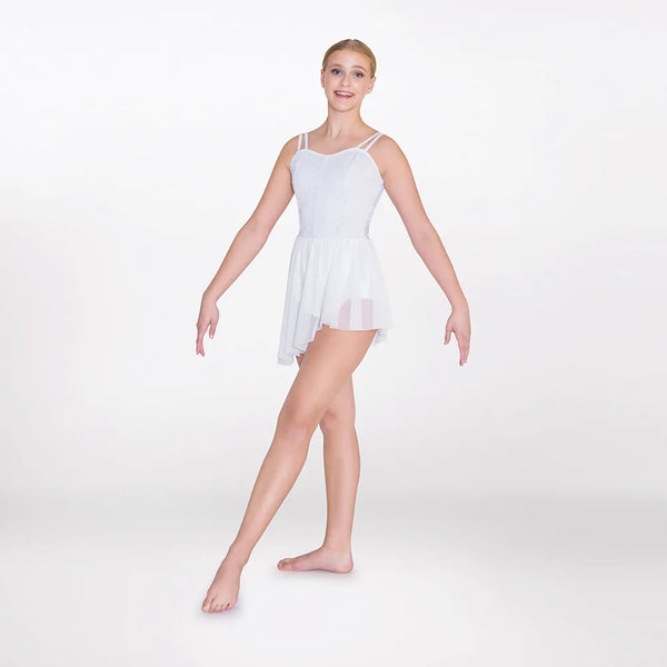 White Lace Panelled Asymmetric Lyrical Dance Dress