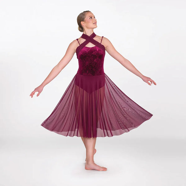 1st Position Adult Burgundy Wrap Neck Lyrical Dress
