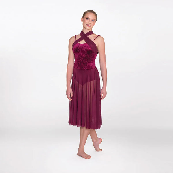 1st Position Adult Burgundy Wrap Neck Lyrical Dress