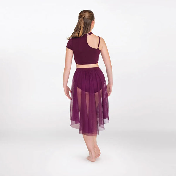 1st Position Plum Asymmetric Top with Separate Skirted Leotard Lyrical Dance Costume
