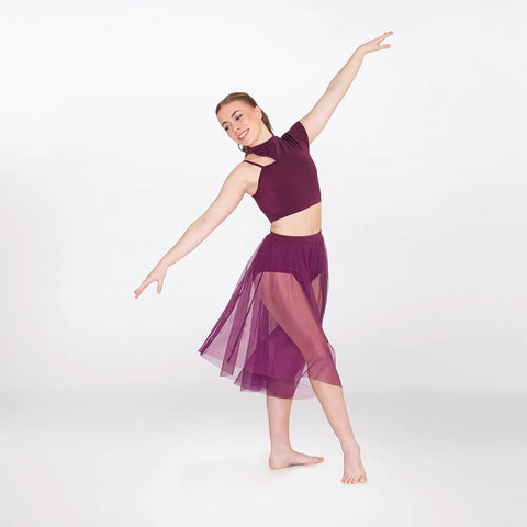 1st Position Plum Asymmetric Top with Separate Skirted Leotard Lyrical Dance Costume