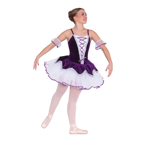 1st Position Peplum Plum Ballet Tutu with Lace Detail
