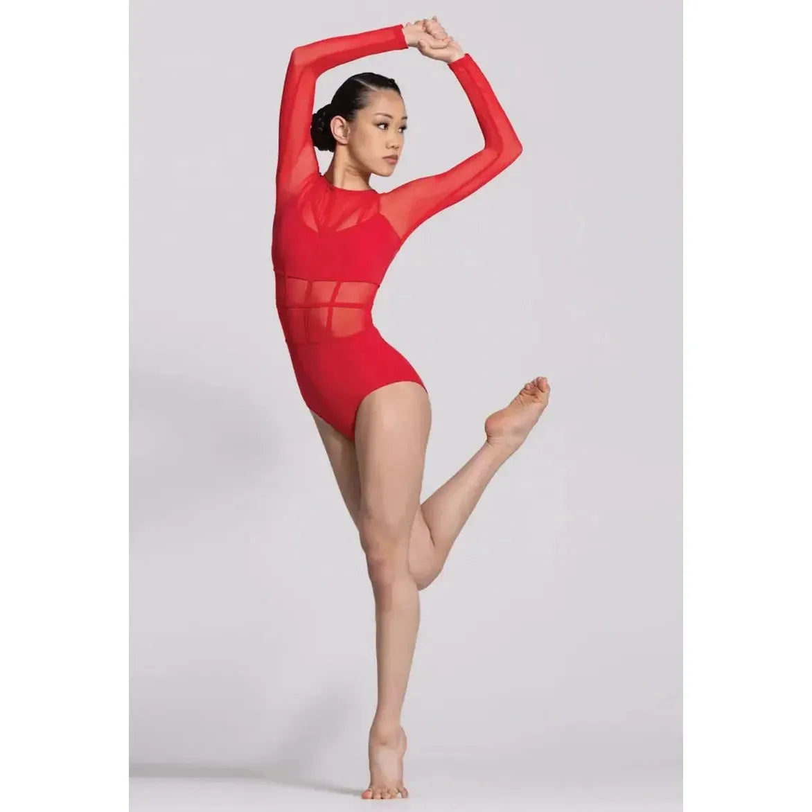 'Intentions' Red Cage Strap Mesh Dance Leotard - MC (approx age 10-12)