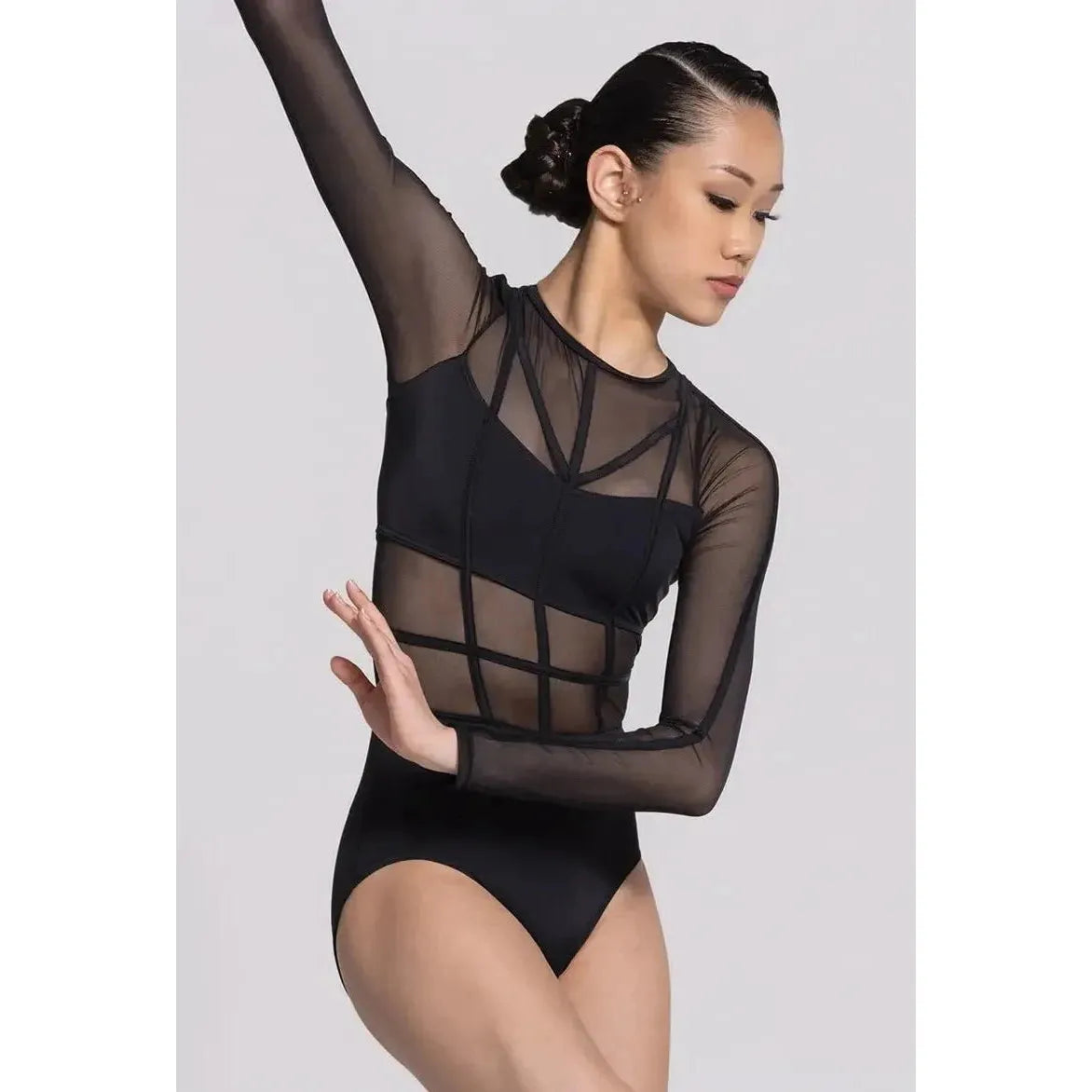 'Intentions' Black Cage Strap Mesh Dance Leotard - LC (approx age 12-14)