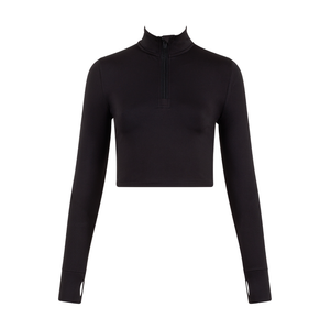 Polo neck crop top long sleeve sales