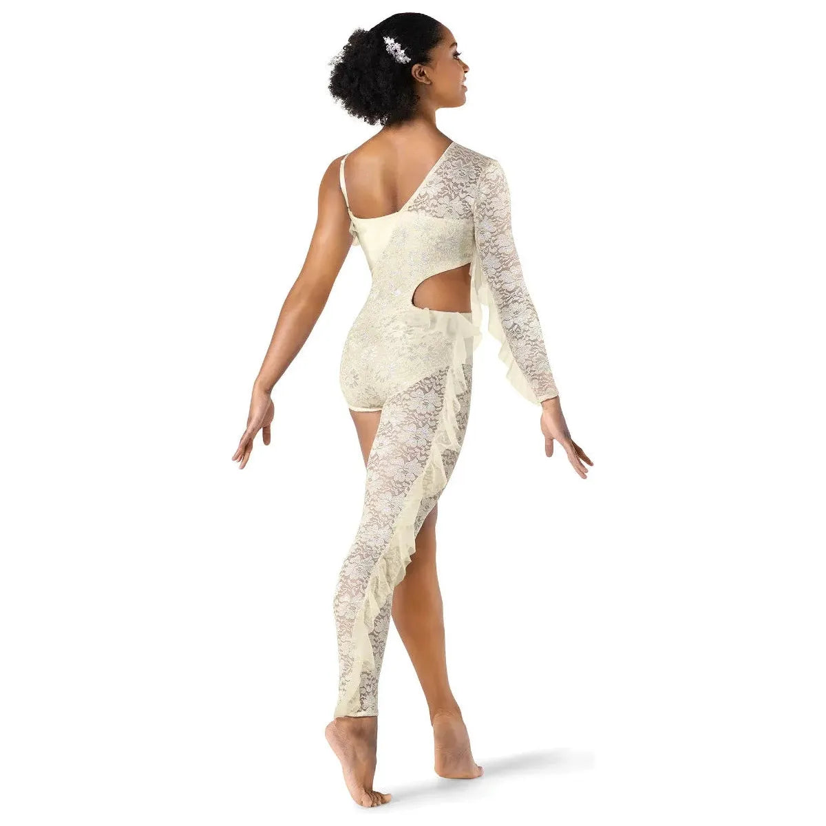 'Celeste' Ivory Metallic Stretch Lace Dance Unitard – Blackfeather ...