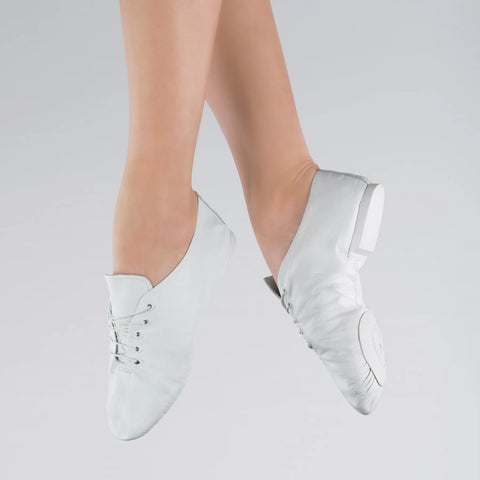 1st Position White Leather Rubber Split Sole Jazz Shoes - UK Size 5