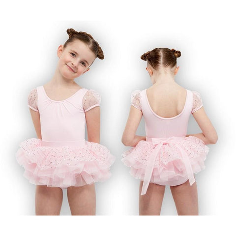 BLOCH Pink Sequin Disco Tulle Bow Back Tutu Skirt - approx age 8-10